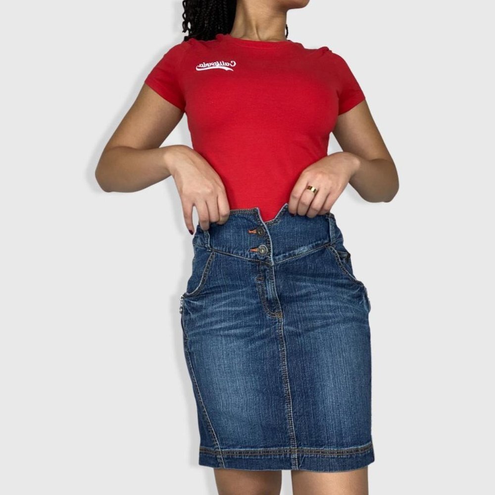 Dark Wash Knee Length Skirt